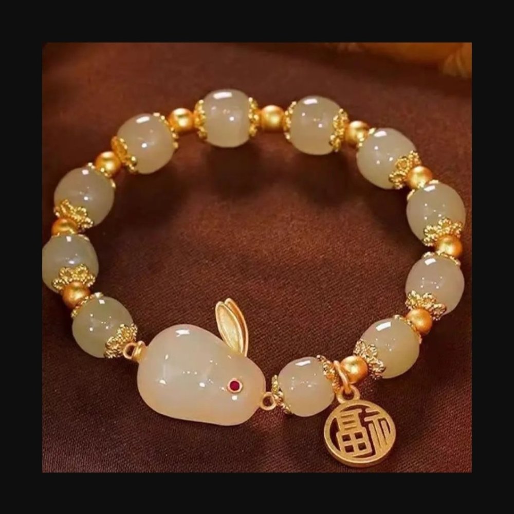 Rabbit Green Bracelet, Women Cute Bracelet, Trendy Party Jewelry Great Gift Idea